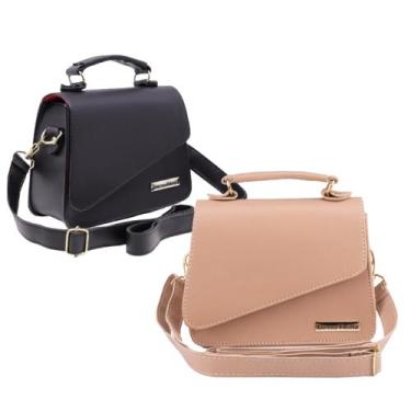 Imagem de Kit bolsa feminina pequena alça tarnsversal - ZBOLSA, Preto, Nude