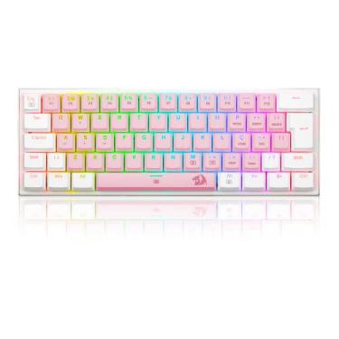 Imagem de TECLADO MECANICO GAMER REDRAGON ANIVIA ROSA COM BRANCO RGB COM SWITCH MARROM ABNT-2