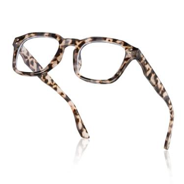 Imagem de kimorn Óculos quadrados modernos com bloqueio de luz azul, lentes antifadiga ocular, armação leve para homens e mulheres (Hawksbill branco)