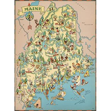 Imagem de Q&K Quebra-Cabeças Para Adultos Com 1000 Peças De Mapa Madeira Do Maine, Jogos Quebra-Cabeça Dos Eua, Decoração Estados