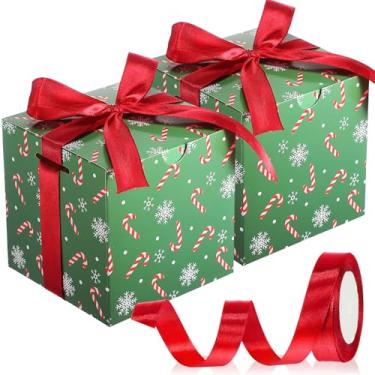 Imagem de Dispowreath 48 caixas de presente de Natal 10 x 10 x 10 cm com fita, caixa pequena de Natal com tampas, caixas de presente para embrulho de presente, casamento, feriado, festa de aniversário (Candy