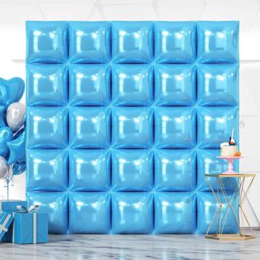 Imagem de Kit de parede de balão NISOCY Pearl Blue Square Foil x25 + Acces.