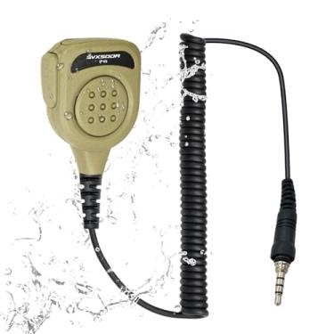 Imagem de Microfone de alto-falante IP54 à prova d'água compatível com a série Horizon HX/FT padrão, rádios Yaesu VX, microfone de ombro durável com áudio claro (bronze deserto)
