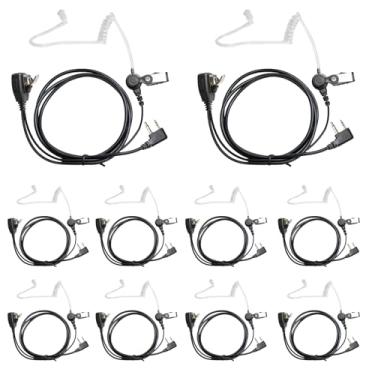 Imagem de Pacote com 10 fones de ouvido Walkie Talkie com microfone, tubo acústico secreto de 2 pinos, microfone PTT, fone de ouvido de rádio bidirecional, fone de ouvido K1 para Baofeng Kenwood bf-f8hp bf-888s