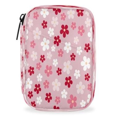 Imagem de Estojo para comprimidos com estampa rosa floral para viagem, portátil, 7 dias, com zíper, para vitaminas, controle de natalidade, óleos de peixe, medicamentos, suplementos