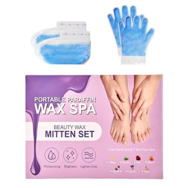 Imagem de KmaxShip 10-Minute Paraffin Hand & Foot Treatments, Self Contained Paraffin Wax Gloves and Booties Set for Intensive Hydration At Home (Coconut Oil)