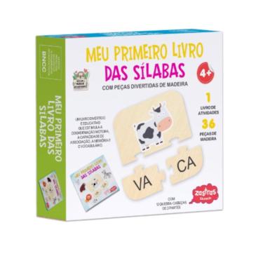 Imagem de Quebra-Cabeça de Madeira Sílabas | Zastras | Kit Brinquedo Infantil Educativo + Livro de Atividades