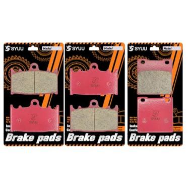 Imagem de S SYUU Pastilhas de freio de cerâmica dianteiras traseiras para motocicleta compatíveis com Suzuki GSXR 600 1997-2003 GSXR 750 2000-2003 FA158F FA063R