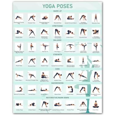 Imagem de ZUKIY Tabela de parede de poses de ioga - pôsteres de ioga instrucionais para academia em casa - gráfico de pose para iniciantes - pôster Asanas - arte de parede para estúdio sala de aula escritório