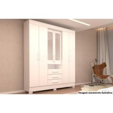 Imagem de Roupeiro ACP Débora 6 Portas 3 Gavetas c/Espelho Branco - ACP Móveis