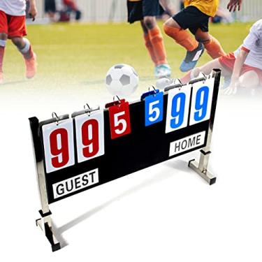 Imagem de uhyOHF Flipper de placar portátil de 6 dígitos, multi esportes placar flip marcador de pontuação para jogos futebol basquete tênis Cornhole competição (
