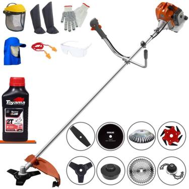 Imagem de Roçadeira Robusta Tekna RL520ACNTK À Gasolina 52cc 2HP de Potência Alta Rotação Com Carretel de Nylon + Kit 7 Opções de Cortes + EPI + ÓLEO TOYAMA
