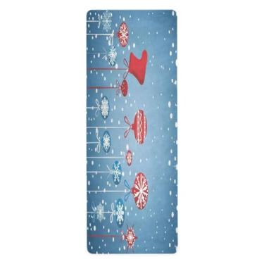 Imagem de CEBUGI Tapete de ioga antiderrapante para mulheres/homens, tapete de exercícios antirrasgo com bolsa de armazenamento para ioga, pilates, treino de chão em casa, bolas de Natal