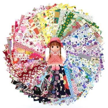 Imagem de Pacote de quadrados de tecido de algodão para artesanato, 60 peças, estampa abstrata multicolorida para costura, scrapbook, quilting, artesanato, patchwork (10 x 10 cm)