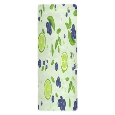 Imagem de CEBUGI Tapete de ioga antiderrapante para mulheres/homens, tapete de exercícios antirrasgo com bolsa de armazenamento para ioga, pilates, treino de chão em casa, limão mirtilo