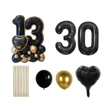 Imagem de Conjunto De Balões De Alumínio Em Forma De Coração Preto Para Decoraçã