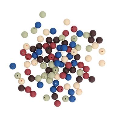 Imagem de Cryfokt Contas de Pulseira de Silicone 100pcs Coloridas Redondas DIY Contas Soltas de Silicone para Colares Brinquedos de bebê (Tipo A)