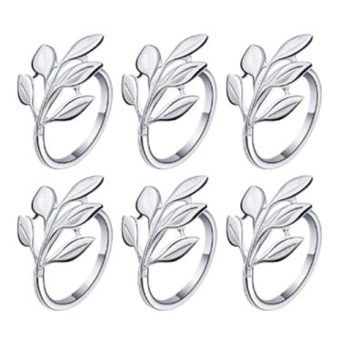 Imagem de SUNGOOYUE 6 Anéis de Guardanapo Dos Pces, Suportes Elegantes do Guardanapo da Folha do Metal para o Casamento da Festa de Jantar Natal, Com Decoração de Mesa Elegante (ouro rosa) (SILVER)