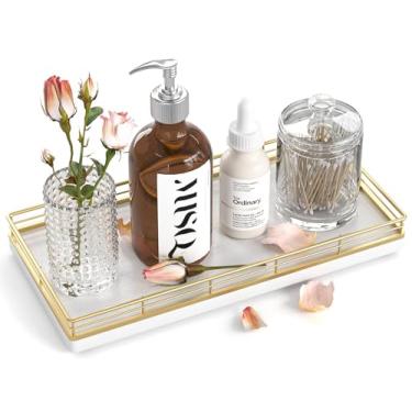 Imagem de Bandeja de banheiro – Bandeja de madeira decorativa de carvalho de 30,5 cm x 15,2 cm para vaso sanitário e organizador de pia bandeja de madeira para bancada de banheiro, armazenamento de sabonete