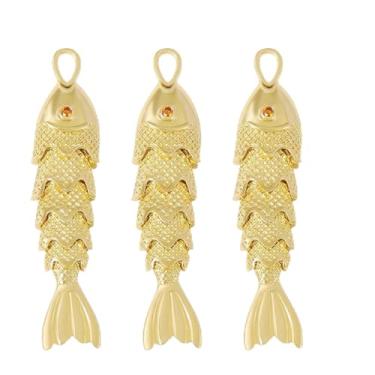 Imagem de Coiris Pingente de Peixe Dourado 3D Animal Marinho DIY Pulseira, Brincos, Miçangas e Decorações para Fazer Joias, Small, Aço inoxidável, Sem Pedra Preciosa
