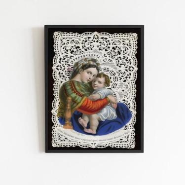 Imagem de Quadro Arte Sacra Maria e Menino Jesus 33x24cm Preta