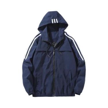 Imagem de Jaqueta Corta-vento Masculina Com Capuz, Três Listras, Fina, Para Espo