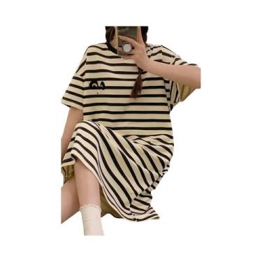 Imagem de Camisola De Verão plus Size Para Mulheres Em Seda Gelada, Manga Curta,