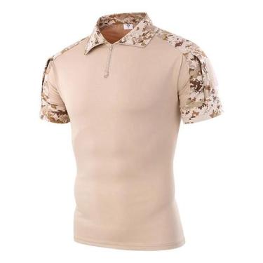 Imagem de Camisa Tática Masculina De Secagem Rápida Em Camuflagem, Manga Curta, 