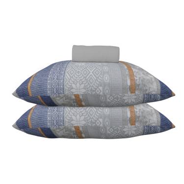 Imagem de Jogo de Cama KazzaVip Queen Malha Mista 70% Algodão e 30% Poliéster Salta 3 Peças Cinza