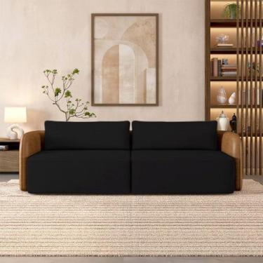 Imagem de Sofá Living Sala de Estar Abel 240cm Bipartido pés de Madeira PU/Velud