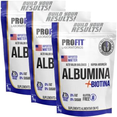 Imagem de 3X ALBUMINA COM BIOTINA PROTEÍNA 1KG PROFIT-Unissex