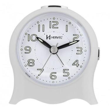Imagem de Relógio Despertador Herweg 2572 021 Quartz Fantasminha Branco