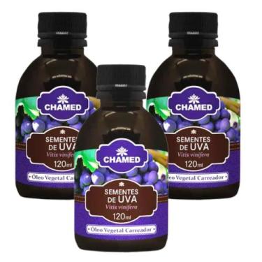 Imagem de Óleo Vegetal de Sementes de Uva 120ml      Chamed      3 Frascos - Cha
