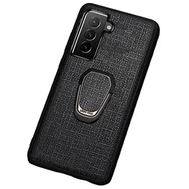 Imagem de Capa para Samsung Galaxy S22/S22 Plus/S22 Ultra com suporte giratório, capa de couro bovino slim fit à prova de choque, preta, S22 de 6,1 polegadas