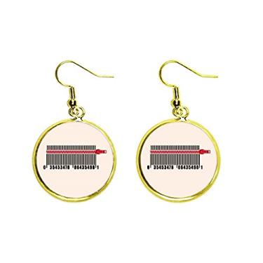 Imagem de Bar Code Shopping Pull Lock Clothes Ear Pendangle Golden Drop Earring Jewelry Woman