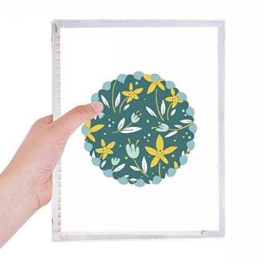 Imagem de Caderno de plantas com flores brancas e verdes amarelas e folhas soltas para diário recarregável