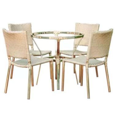 Imagem de Kit 4 Cadeiras Barcelona e Mesa Ascoli em Alumínio Para Cozinha, Edícu