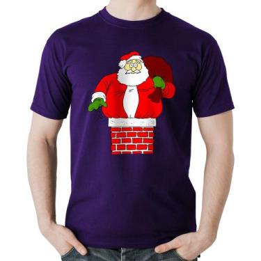 Imagem de Camiseta Algodão Papai Noel Chaminé - Foca na Moda, Roxo, M