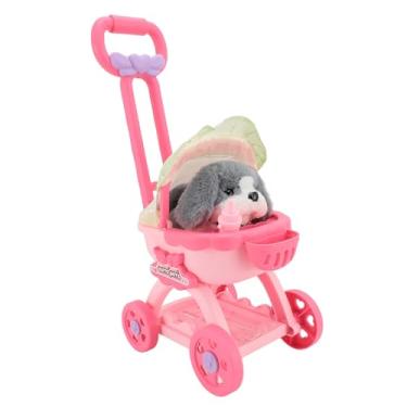 Imagem de Brinquedo de carrinho de boneca para animais de estimação, carrinho de bebê fofo de plástico, cachorro de pelúcia interativo que pode andar e latir, para crianças e meninas (Husky)