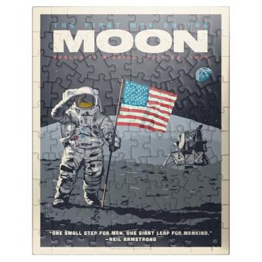 Imagem de NASA 1969: First Man On The Moon, pôster vintage - Quebra-cabeça premium de 100 peças - Feito nos EUA