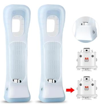 Imagem de SogYupk Wii Motion Plus Adapter Set - 2 Adapters & 2 Silicone Covers for Enhanced Gaming Experience (White)