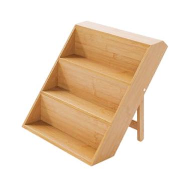 Imagem de Fenteer Organizador de temperos, de madeira, 3 compartimentos, prateleira de cozinha, armazenamento de condimentos para despensa, armário, Estilo 1