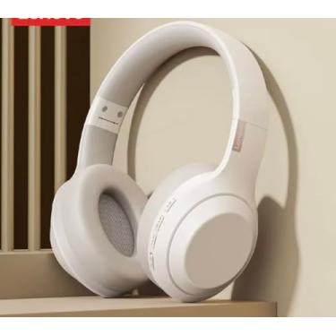 Imagem de Fone de ouvido sem fio LEN0V0 TH10 com microfone para chamadas - Headphone - Bluetooth 5.3 - Esportivo - Dobrável (Bege)