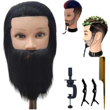Imagem de Cabeça de manequim de barbeiro Leticia Corte de cabelo masculino com b