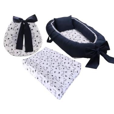 Imagem de Kit Berço 3 Peças, Ninho Redutor, Almofada de Amamentação, Trocador para Menino (Princípe marinho)