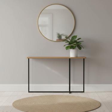 Imagem de Aparador Apollo Em Aço Carbono E Tampo Mdf Naturale