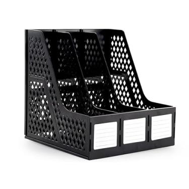 Imagem de Organização com 3 Compartimentos - Porta Livros e Suporte para Pastas e Revistas com Identificador, Acabe com a Bagunça em Sua Mesa