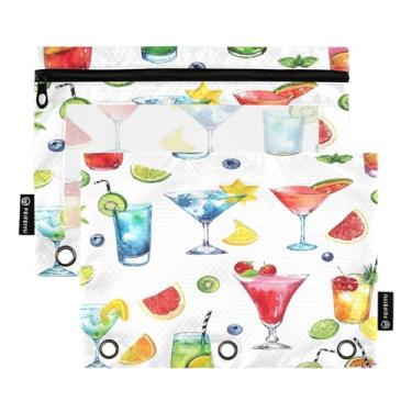 Imagem de Wassud Pastas de fichário com 3 furos, pastas de bolso para suco de frutas, pasta organizadora de arquivos para escritório em casa, pacote com 2