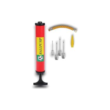 Imagem de Bomba de Ar Manual para Bolas, 24cm, Portátil, Ferro e Plástico, com Bico Agulha e Mangueira, para Futebol, Vôlei, Basquete e Boias