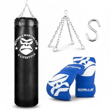Imagem de Kit Presente Dia Dos Namorados boxe - Saco de Pancada Profissional 120 cm + Luva bate Saco PRO Gorilla Boxe Muay Thai (Azul)